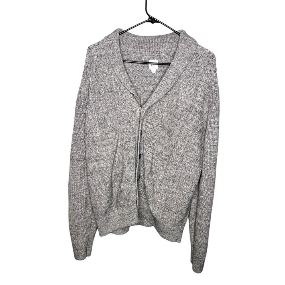 Gap grey button front shawl cardigan sweater size large